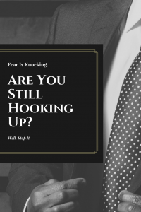 Fear is Knocking graphic with background of a man in a business jacket